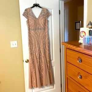 Adrian Papell, beaded, light pink evening gown.worn once. No damage.
